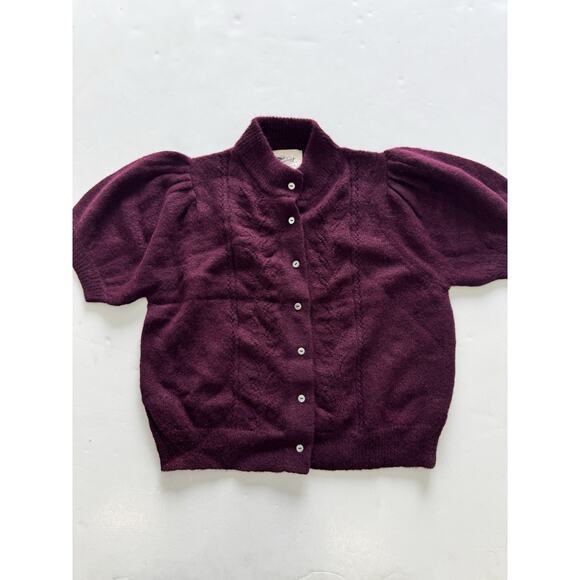 Alondra’s Loom Hestia Short Sleeve Cardigan Purple S/M New